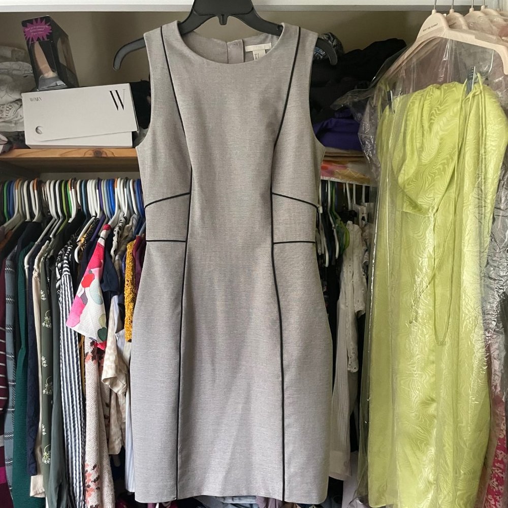 H&M Gray Sheath Knee Length Cocktail Dress Zipper back Size 6